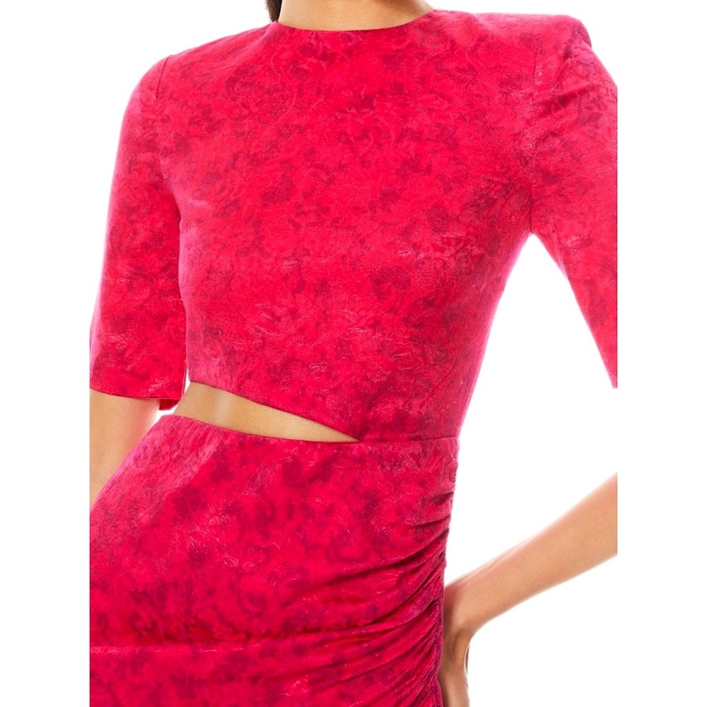 Alice + Olivia Stella Wild Bold Pink Cut Out Slit Midi Dress - Picture 15 of 16